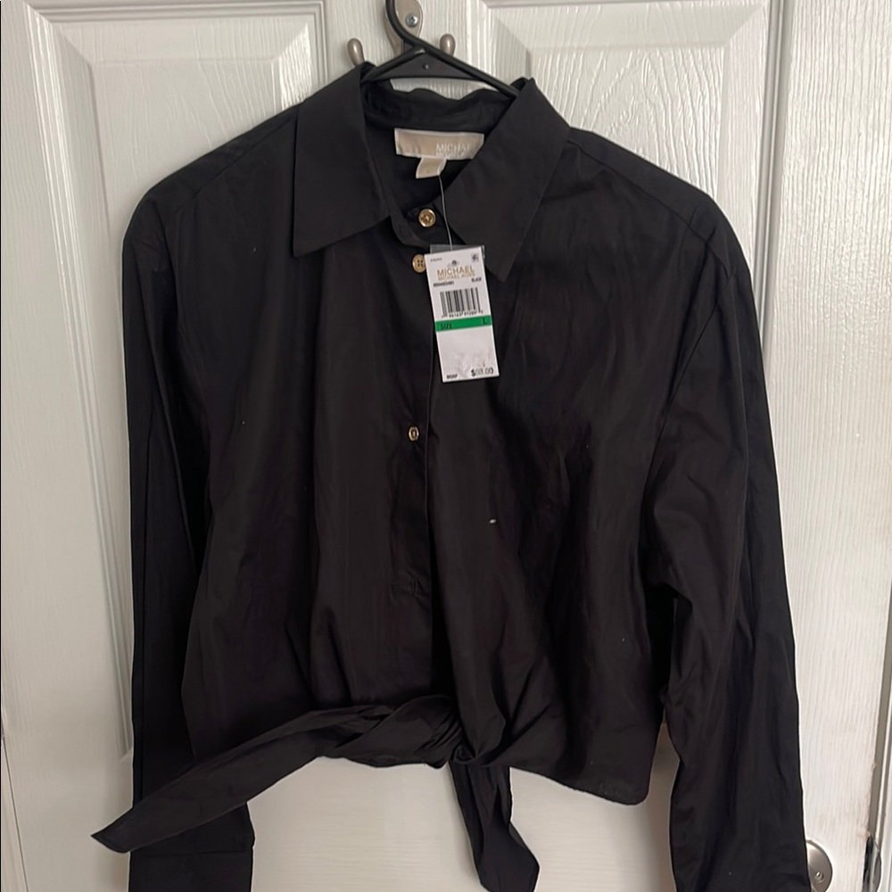 MK black Tie up Long Sleeve shirt